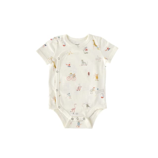 A kimono-style onesie for a newborn